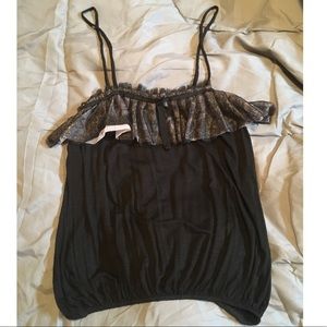 Daytrip black and pink lace tank top